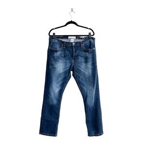 Paper Denim & Cloth Mens Denim Jeans Straight Mid Rise Blue Wash 36/30